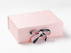 Pale Pink A4 Deep Gift Box with Spruce Green Double Bow