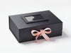 Black A4 Deep Gift Box with Pale Pink Saddle Stitched Ribbon and Black Photo Frame