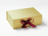 Gold A4 Deep Gift Box with Friar Brown and Rosewood Ribbon Double Bow