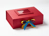 Red A4 Deep Gift Box with Maize and Dress Blue Double Ribbon Bow and Red Photo Frame