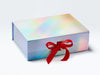 Holographic Rainbow A4 Deep Gift Box Featured with Bright Red Ribbon