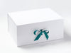 Mallard Green and White Double Ribbon Bow Featured on White A3 Deep Gift Box