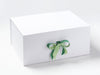 Sage Green and Seafoam Double Ribbon Bow Featured on White A3 Deep Gift Box