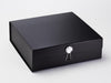 Large Black Gift Box featured with Diamond Round Gemstone Closure