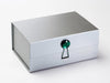 Silver A5 Deep Gift Box with Emerald Gemstone Closure