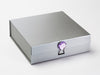 Silver Folding Gift Box Featuring Purple Sapphire Gemstone Closure