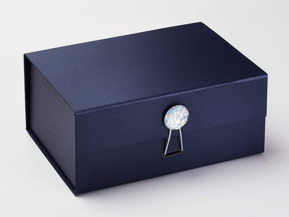 Rainbow Crystal Closure on Navy Blue A5 Deep Gift Box