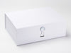 White A4 Deep Gift Box featured with Rainbow Crystal Closure