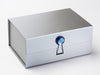 Silver A5 Deep Gift Box with Sapphire Gemstone Closure