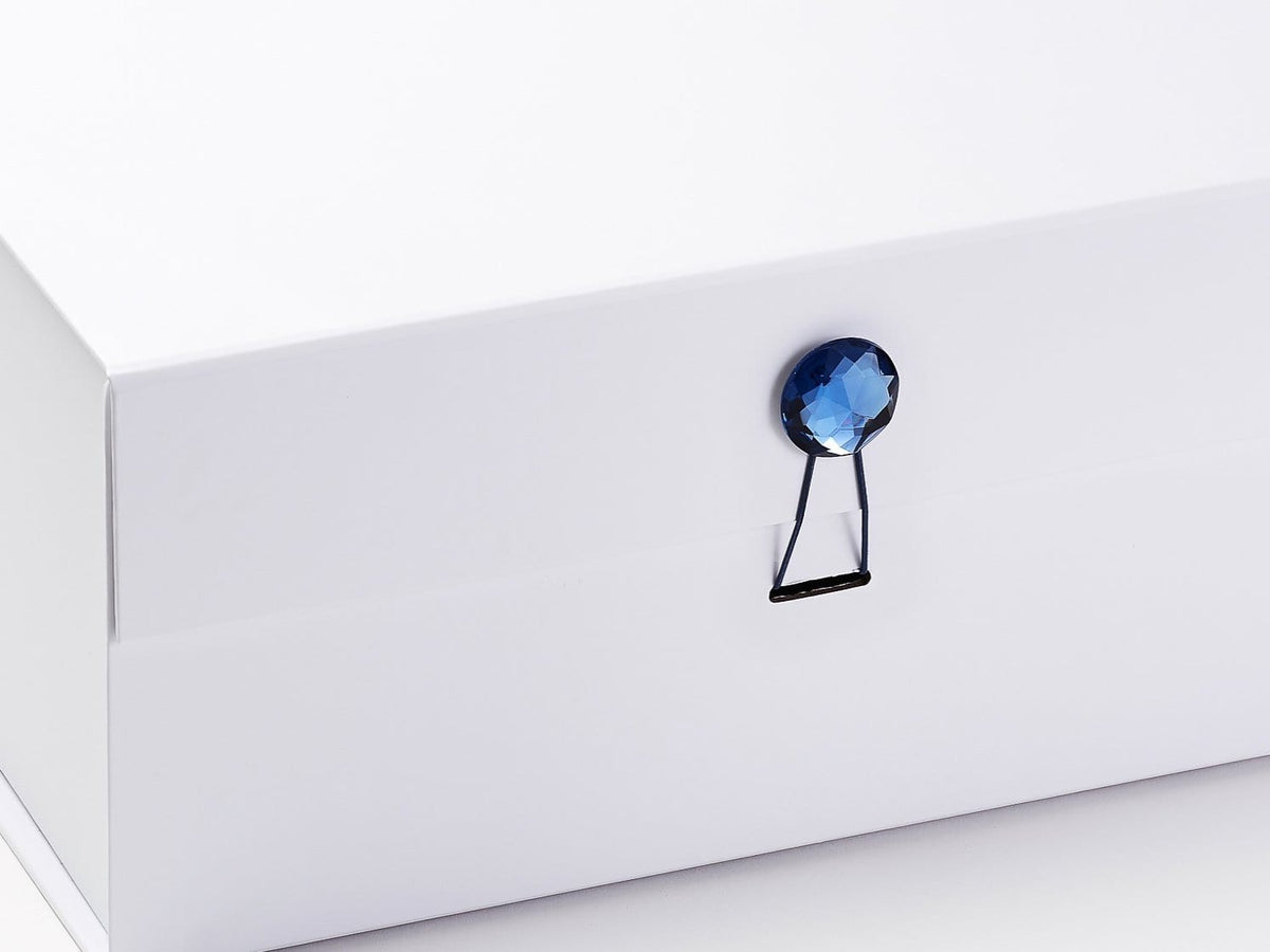 Sapphire Gemstone Gift Box Closure on White XL Deep Detail