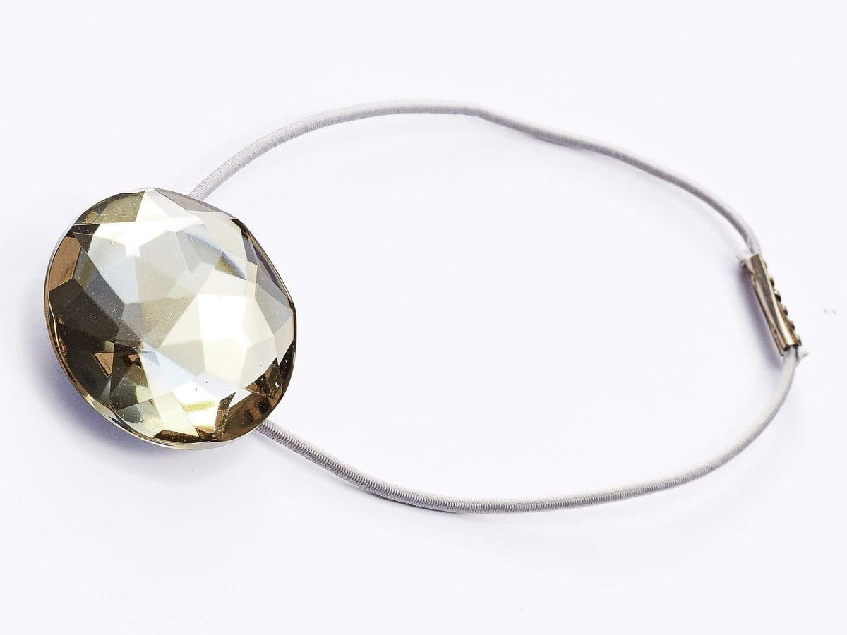 Smokey Quartz Gemstone Gift Box Closure with Grey Elastic