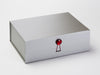 Silver Folding Gift Box with Ruby Gemstone Closure