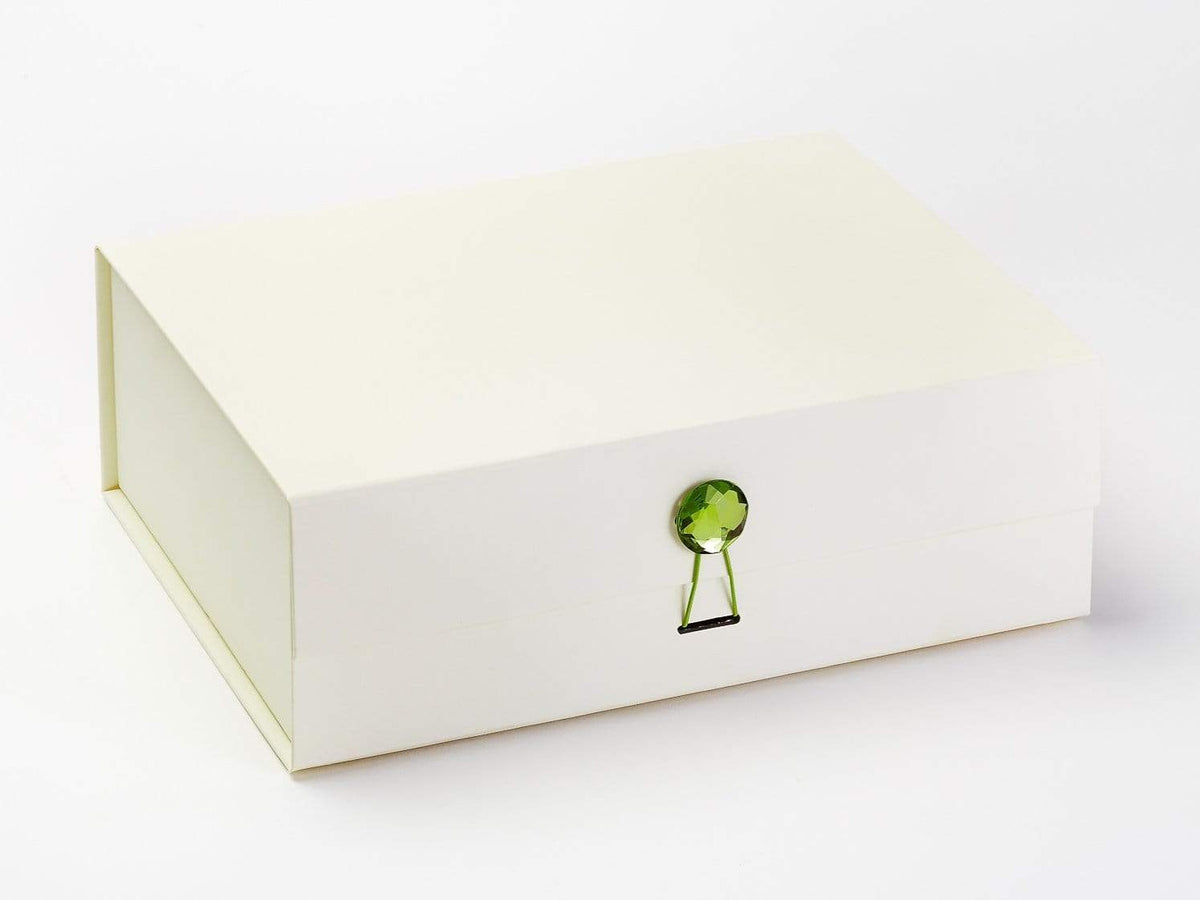 Peridot Gemstone Closure on Ivory A4 Deep Slot Gift Box
