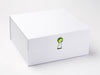 White XL Deep Folding Gift Box with Peridot Gemstone Closure