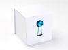 Blue Tourmaline Gift Box Closure on Large White Cube