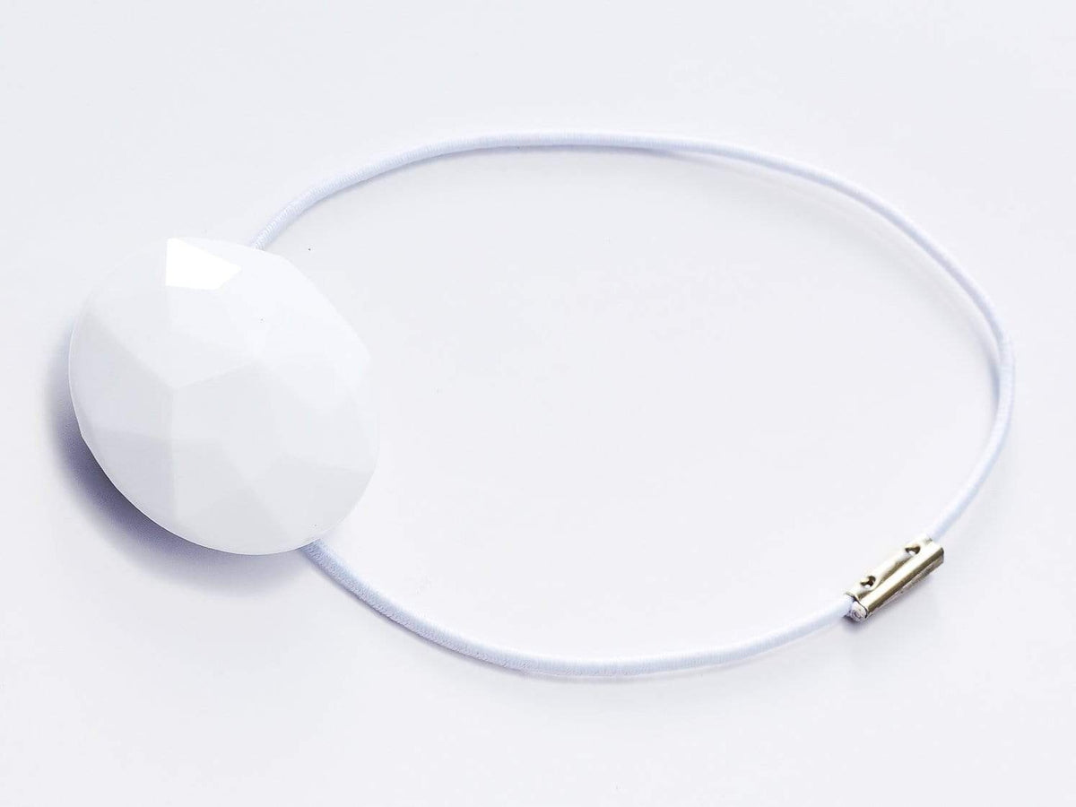 White Facet Gift Box Closure with White Elastic