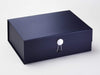 White Facet Gift Box Closure on Navy Blue A4 Deep
