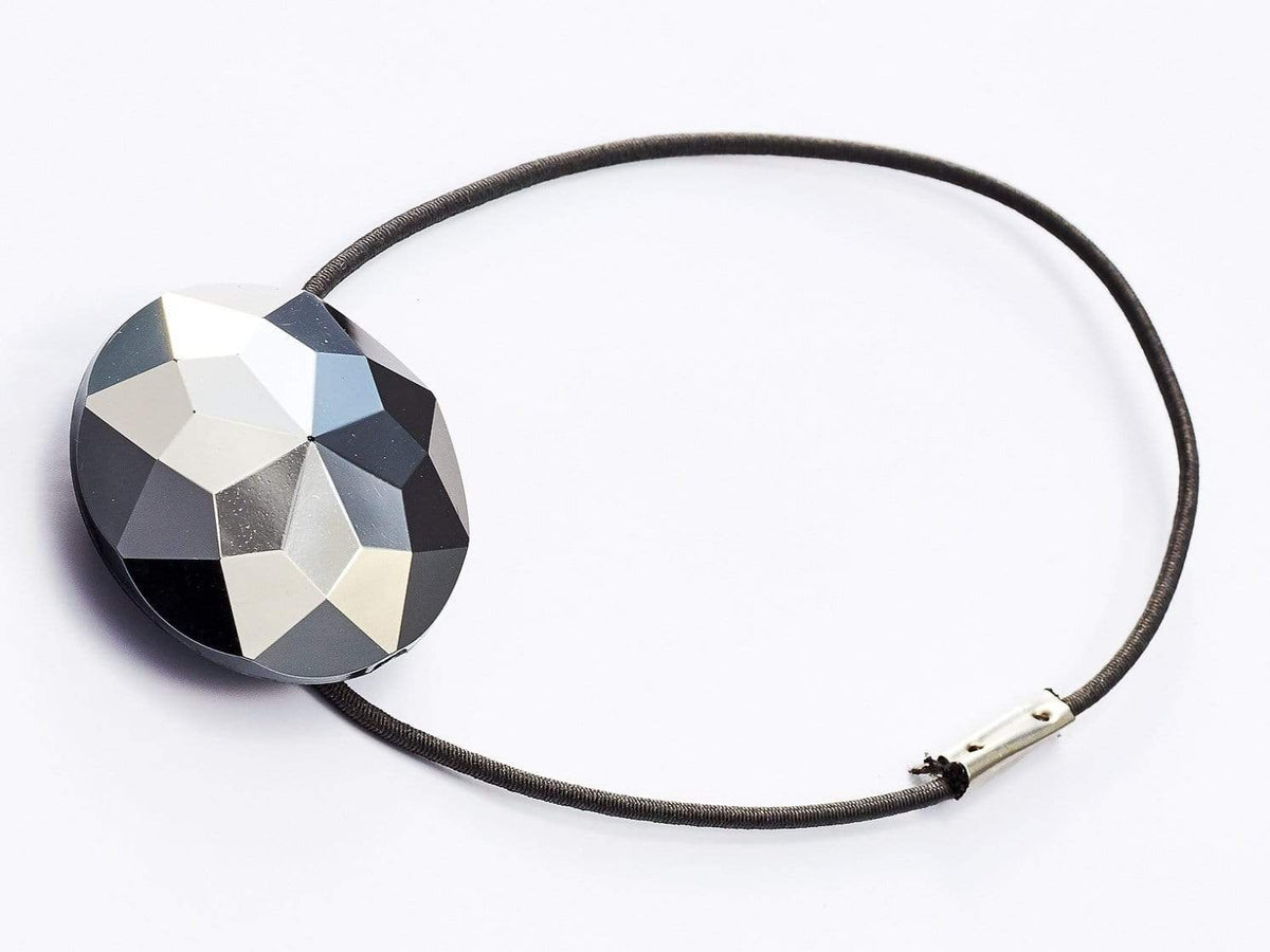 Pyrite Facet Cut Gift Box Closure with Grey Elastic