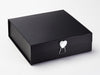 Black Foldable Gift Box Featuring Diamond Heart Gemstone Closure