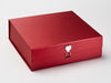 Red Folding Gift Box Featured with Diamond Heart Gemstone Closure
