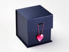Navy Blue Cube Gift Box Featured with Pink Spinel Gemstone Closure