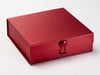 Ruby Heart Gemstone Gift Box Closure on Medium Red Gift Box