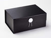 White Gloss Smooth Dome Gift Box Closure on Black A5 Deep
