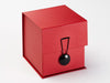 Red Large Cube Gift Box Featuring Black Gloss Dome Decorative Closure