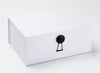 Black Matt Dome Gift Box Closure on White A5 Deep Gift Box