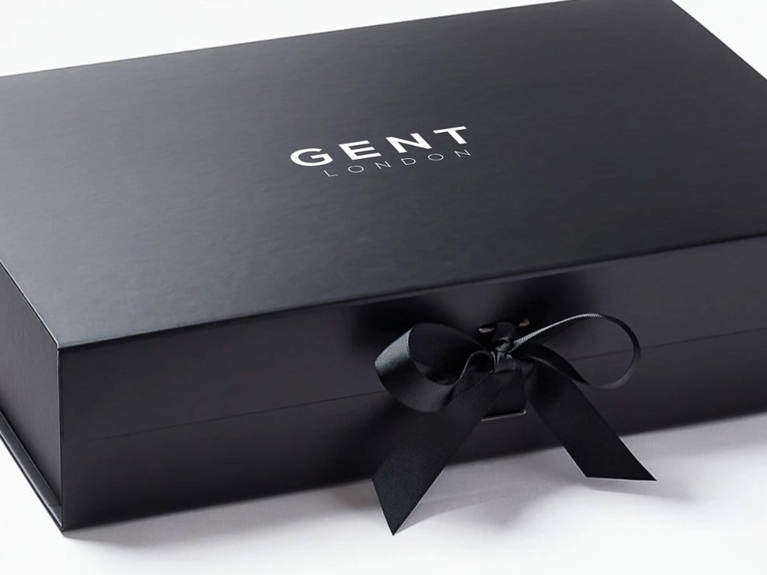 Black A3 Shallow Gift Box with Custom White Printed Logo