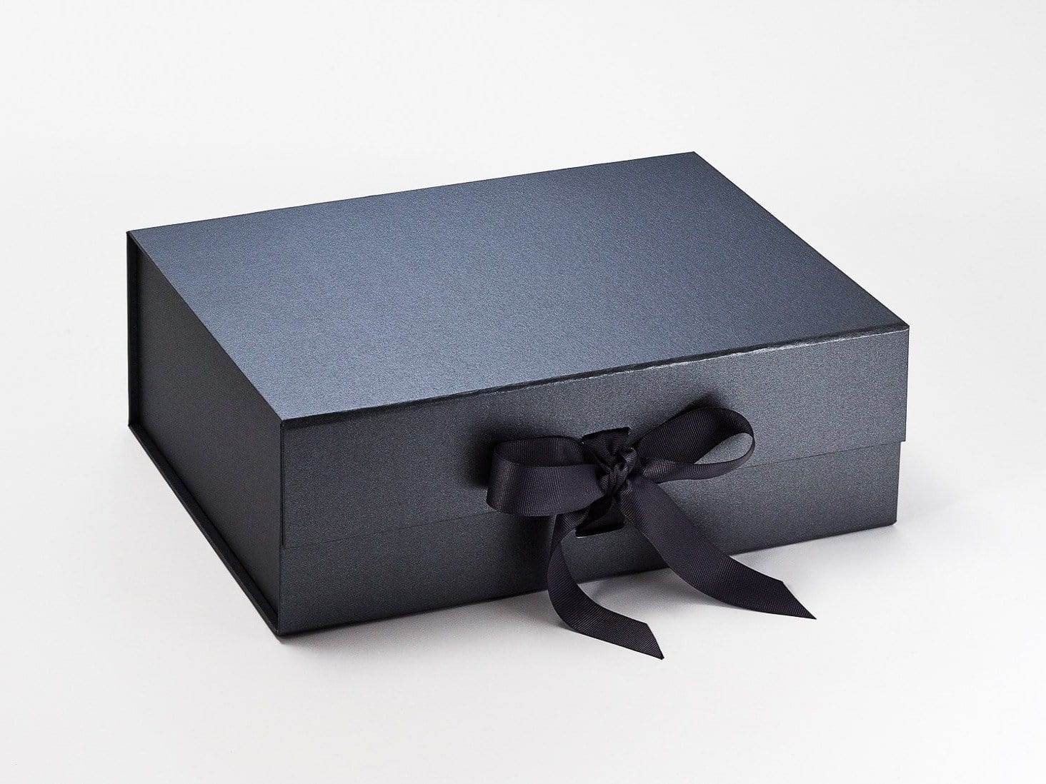 Pewter A4 Deep Luxury Gift Box with changeable ribbon
