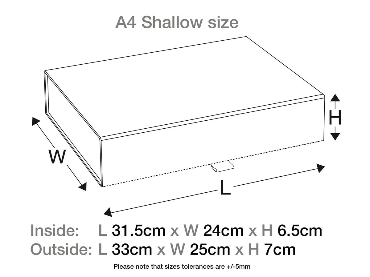 Silver A4 Shallow Folding Gift Box Assembled Size