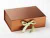 Copper A4 Deep Gift Box Featuring Buttermilk and Spring Moss Double Ribbon