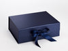 Navy Blue A4 Deep Folding Luxury Gift Box with Changeable Ribbon