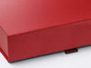A4 Shallow Red Gift Box Close Up of Front Closure and Ribbon Tab