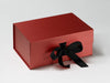 Red Pearl A5 Deep Gift Box with Slots and featuring Black Ribbon