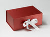 Red Pearl A5 Deep Gift Box with Slots featuring White Ribbon