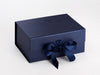 A5 Deep Navy Blue Folding Gift Box with Changeable Ribbon