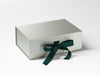Silver A5 Deep Slot Gift Box Featured with Spruce Green Ribbon