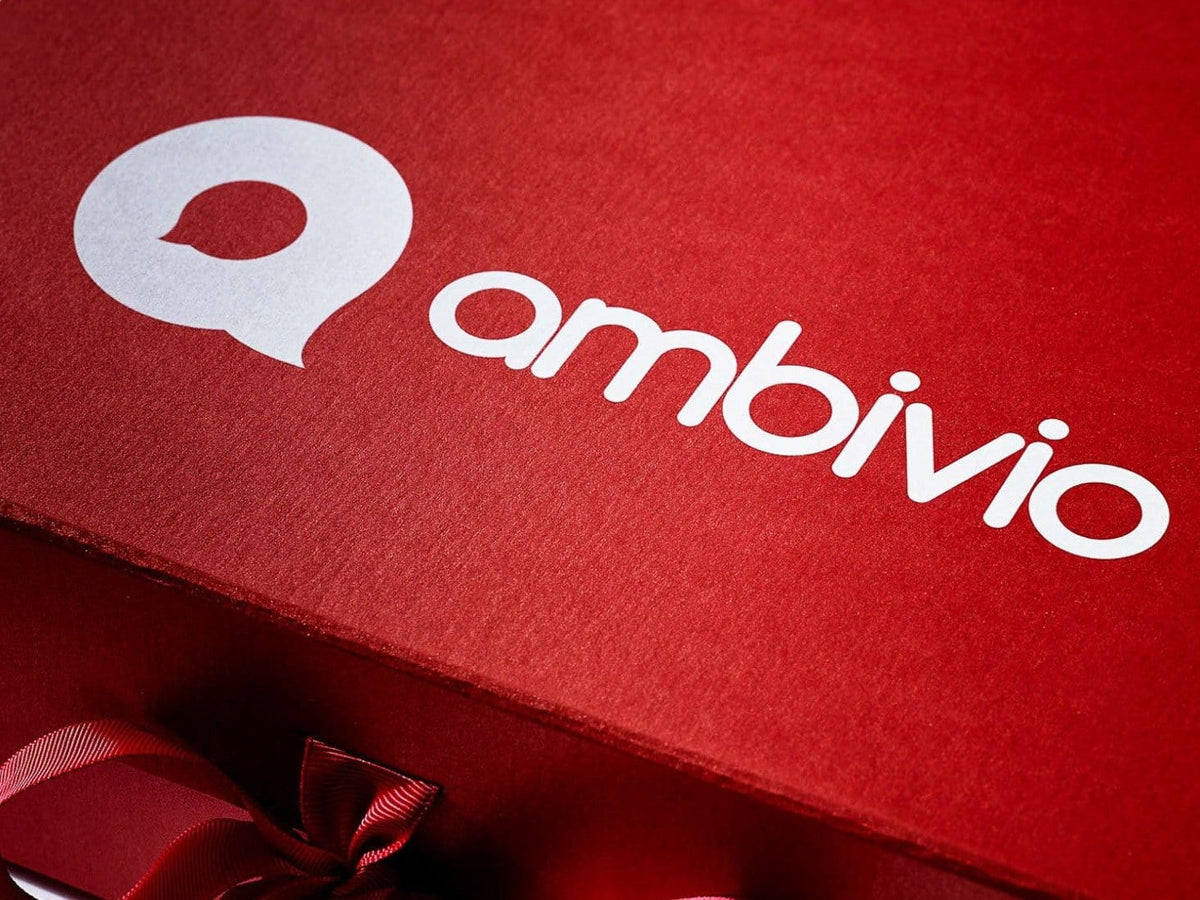Custom Printed White Logo onto Lid of Red Folding Gift Box from Foldabox