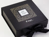 Black Folding Gift Box with Custom White Foil Design to Lid