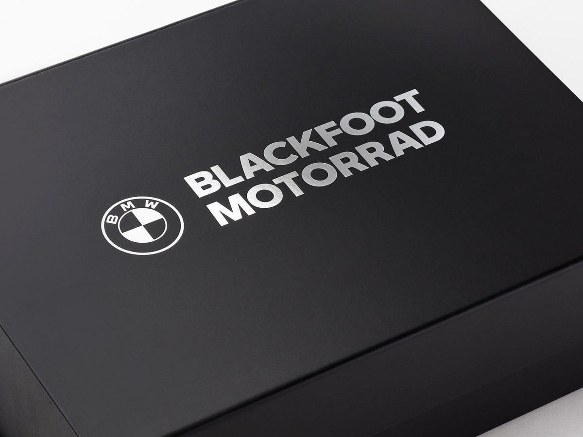 Example of Custom 1 Colour Foil Logo To Black Gift Box