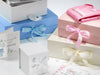 White, Ivory, Pale Pink and Pale Blue Gift Boxes for Baby Hamper Gifts