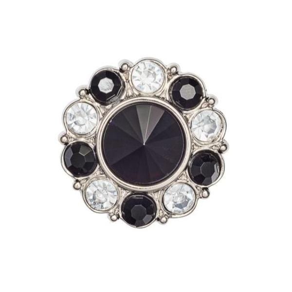 Black and White Diamond Flower Gemstone Gift Box Closure