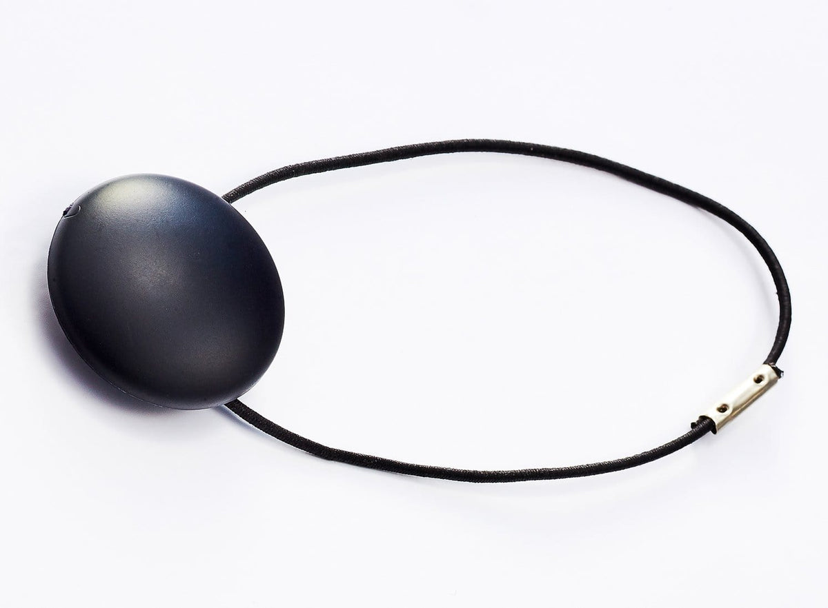 Black Matt Dome Gift Box Closure with Black Elastic