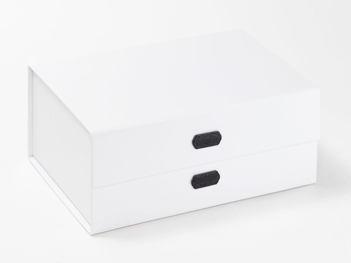 Black Metal Slot Decal Label Featured on White A5 Deep Slot Gift Box