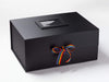 Example of Rainbow Stripe Ribbon Featured on Black A3 Deep Gift Box with Black Photo Frame