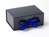 Black A5 Deep Gift Box with Cobalt Blue Ribbon from Foldabox UK
