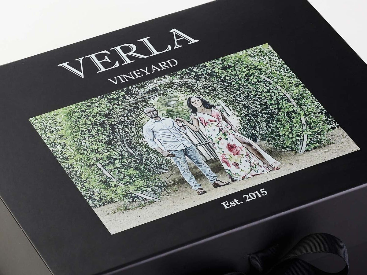 Black Luxury Folding Gift Box with CMYK Digital Print