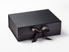 Example of Black Gold Dash Double Ribbon Bow Featured on Black A4 Deep Gift Box